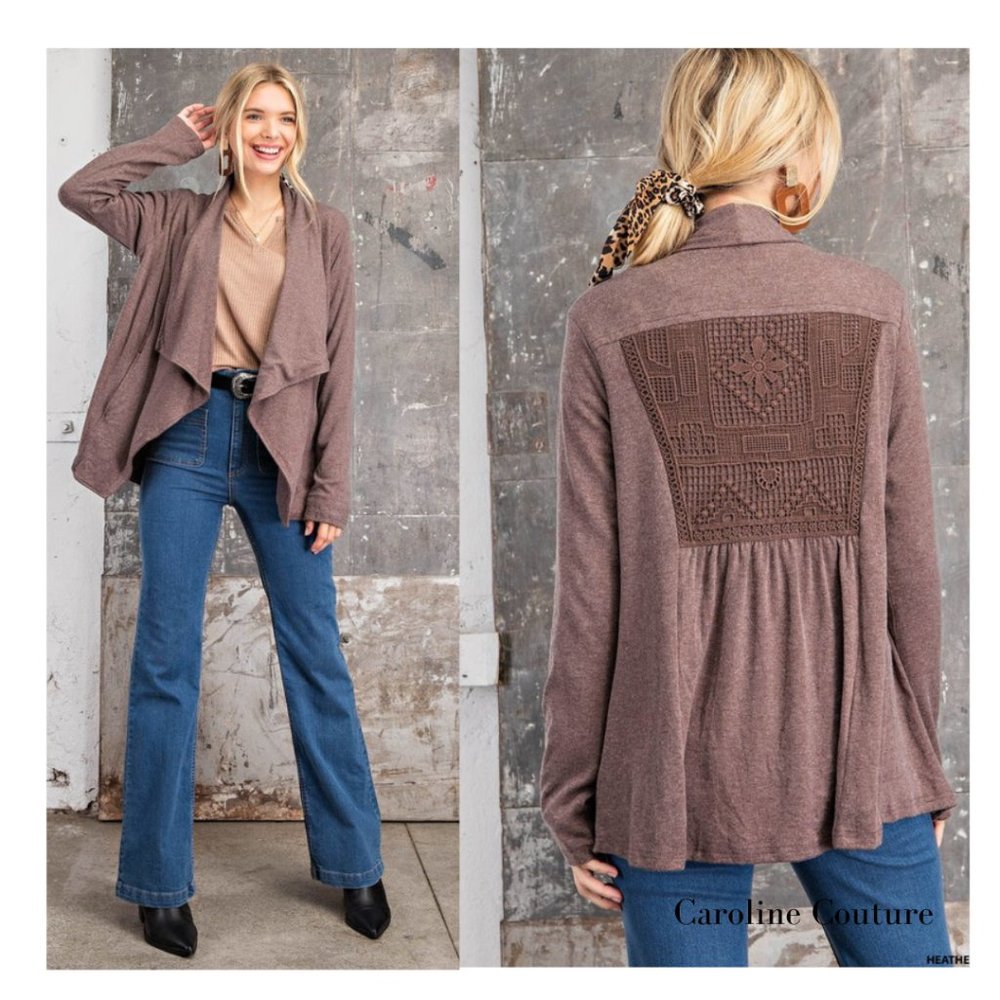 Shawl Collar Knit Blazer Jacket, Mauve - size S, M, L